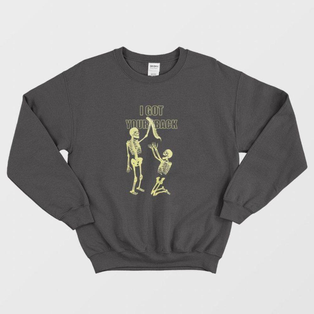 Skeleton I Got Your Back Funny Halloween Graphic Cozy Unisex Sweatshirt